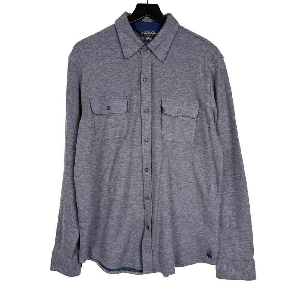 Brooks Brothers Knit Cotton Wool Button-Up Shirt Gray Mens - L
